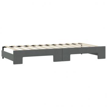 Tagesbett Ausziehbar mit Schubladen Dunkelgrau 90x190 cm Stoff