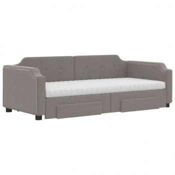 Tagesbett Ausziehbar mit Schubladen Taupe 90x200 cm Stoff