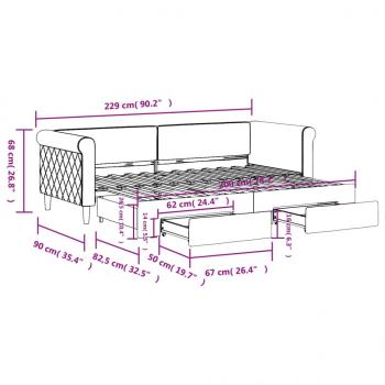 Tagesbett Ausziehbar mit Schubladen Rosa 80x200 cm Samt