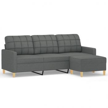 3-Sitzer-Sofa mit Hocker Dunkelgrau 180 cm Stoff