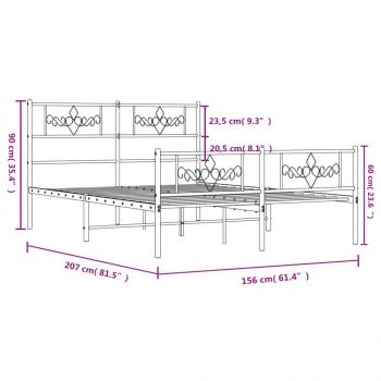 Bettgestell mit Kopf- und Fußteil Metall Weiß 150x200 cm