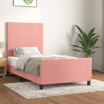 ARDEBO.de - Bettgestell mit Kopfteil Rosa 90x190 cm Samt