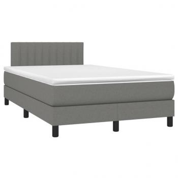 Boxspringbett mit Matratze & LED Dunkelgrau 120x200 cm Stoff