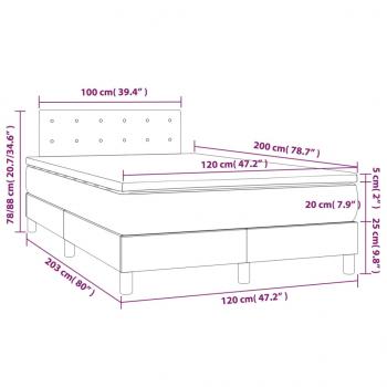 Boxspringbett mit Matratze & LED Dunkelbraun 120x200 cm Stoff