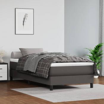 ARDEBO.de - Boxspringbett mit Matratze Grau 100x200 cm Kunstleder