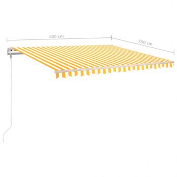 Markise Manuell Einziehbar mit LED 400x350 cm Gelb Weiß