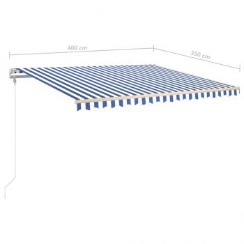 Markise Manuell Einziehbar mit LED 4x3,5 m Blau und Weiß