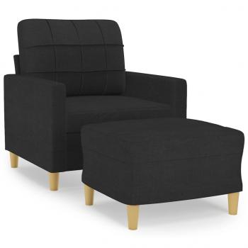 Sessel mit Hocker Schwarz 60 cm Stoff