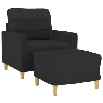 Sessel mit Hocker Schwarz 60 cm Stoff