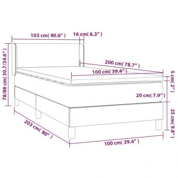 Boxspringbett mit Matratze Grau 100x200 cm Kunstleder