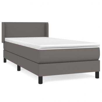 Boxspringbett mit Matratze Grau 100x200 cm Kunstleder