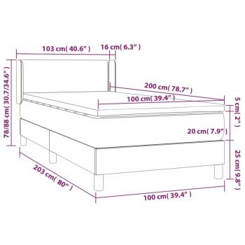 Boxspringbett mit Matratze Grau 100x200 cm Kunstleder