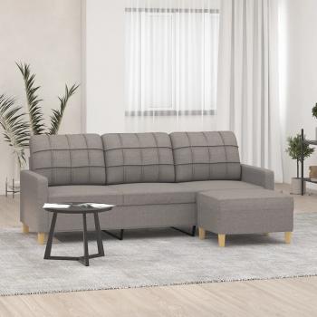 ARDEBO.de - 3-Sitzer-Sofa mit Hocker Taupe 180 cm Stoff