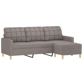 3-Sitzer-Sofa mit Hocker Taupe 180 cm Stoff