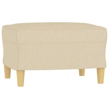 3-Sitzer-Sofa mit Hocker Creme 180 cm Stoff