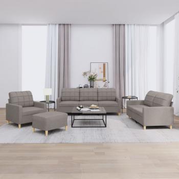 ARDEBO.de - 4-tlg. Sofagarnitur mit Kissen Taupe Stoff