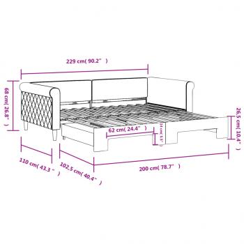 Tagesbett Ausziehbar Blau 100x200 cm Samt