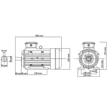 3-Phasen-Elektromotor Aluminium 4 kW 5,5 PS 2-Polig 2840 U/min 