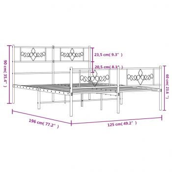 Bettgestell mit Kopf- und Fußteil Metall Weiß 120x190 cm