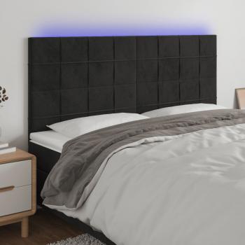 ARDEBO.de - LED Kopfteil Schwarz 200x5x118/128 cm Samt