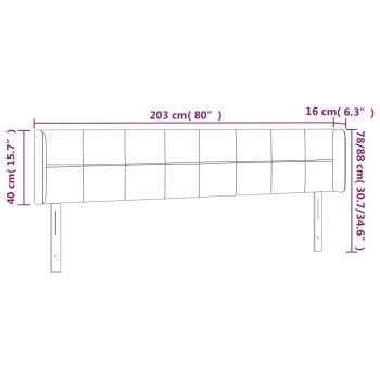 LED Kopfteil Schwarz 203x16x78/88 cm Samt