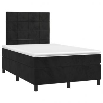 Boxspringbett mit Matratze & LED Schwarz 120x200 cm Samt