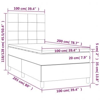 Boxspringbett mit Matratze Schwarz 100x200 cm Samt