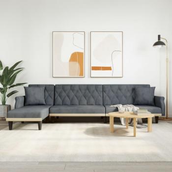 ARDEBO.de - Schlafsofa in L-Form Dunkelgrau 271x140x70 cm Samt