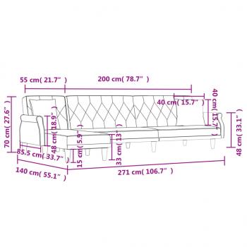 Schlafsofa in L-Form Dunkelgrau 271x140x70 cm Samt