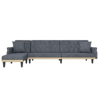 Schlafsofa in L-Form Dunkelgrau 271x140x70 cm Samt