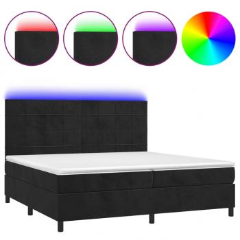 Boxspringbett mit Matratze & LED Schwarz 200x200 cm Samt