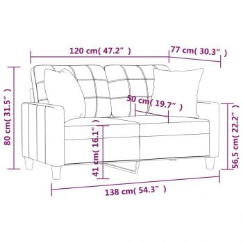 2-Sitzer-Sofa mit Zierkissen Grau 120 cm Kunstleder