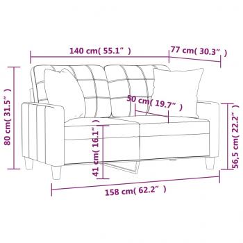 2-Sitzer-Sofa mit Zierkissen Grau 140 cm Kunstleder