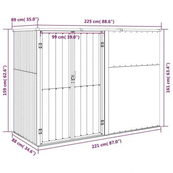 Gerätehaus Braun 225x89x161 cm Verzinkter Stahl