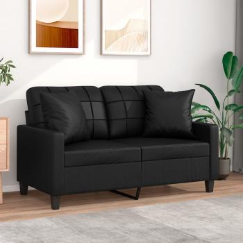 ARDEBO.de - 2-Sitzer-Sofa mit Zierkissen Schwarz 120 cm Kunstleder