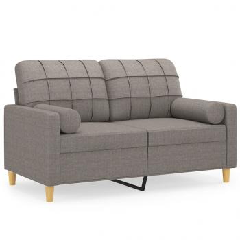 2-Sitzer-Sofa mit Zierkissen Taupe 120 cm Stoff