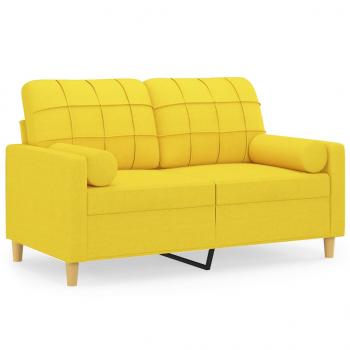 2-Sitzer-Sofa mit Zierkissen Hellgelb 120 cm Stoff