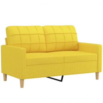 2-Sitzer-Sofa mit Zierkissen Hellgelb 120 cm Stoff