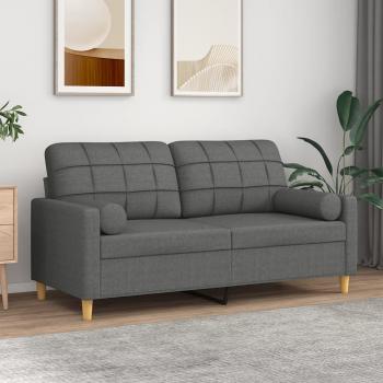 ARDEBO.de - 2-Sitzer-Sofa mit Zierkissen Dunkelgrau 140 cm Stoff