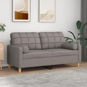 ARDEBO.de - 2-Sitzer-Sofa mit Zierkissen Taupe 140 cm Stoff