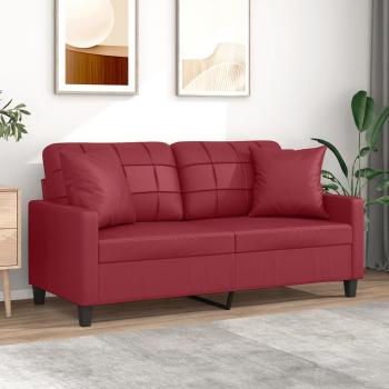 ARDEBO.de - 2-Sitzer-Sofa mit Zierkissen Weinrot 140 cm Kunstleder