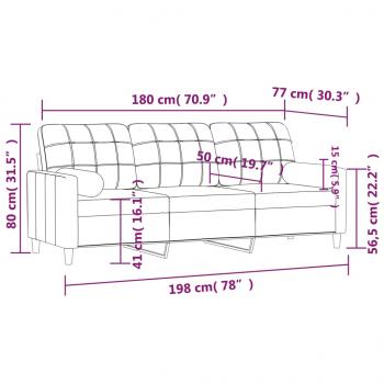 3-Sitzer-Sofa mit Zierkissen Hellgelb 180 cm Stoff