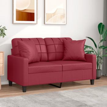 ARDEBO.de - 2-Sitzer-Sofa mit Zierkissen Weinrot 120 cm Kunstleder