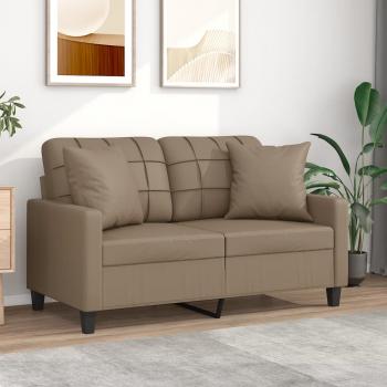 ARDEBO.de - 2-Sitzer-Sofa mit Zierkissen Cappuccino-Braun 120 cm Kunstleder