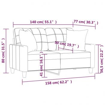 2-Sitzer-Sofa mit Zierkissen Schwarz 140 cm Kunstleder