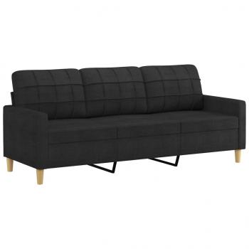 3-Sitzer-Sofa mit Zierkissen Schwarz 180 cm Stoff