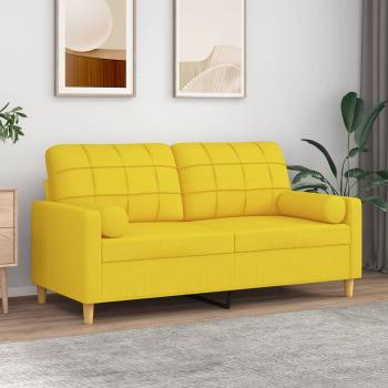 ARDEBO.de - 2-Sitzer-Sofa mit Zierkissen Hellgelb 140 cm Stoff