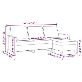 3-Sitzer-Sofa mit Hocker Dunkelgrau 180 cm Stoff