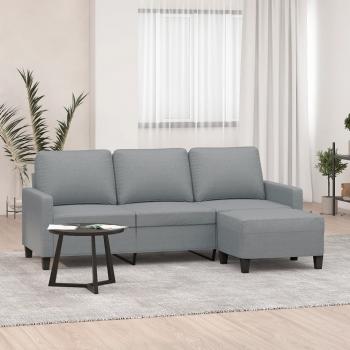 ARDEBO.de - 3-Sitzer-Sofa mit Hocker Hellgrau 180 cm Stoff