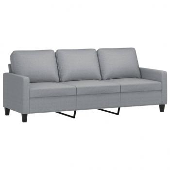 3-Sitzer-Sofa mit Hocker Hellgrau 180 cm Stoff